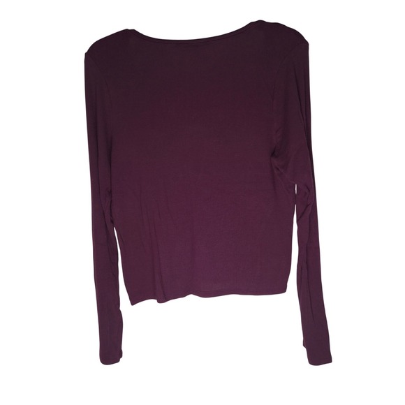 Victorias Secret Pajama Set Plum Purple Ribbed Henley Long Sleeve Shorts XL - Picture 4 of 7